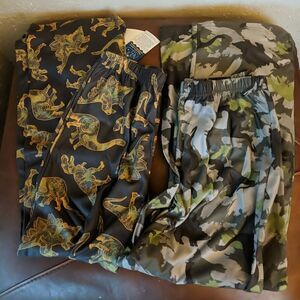 Up-Late Pajama Bottoms Boys Xl 14 16 Dino And Camo Dino Set Of 2 NWT Green Brown